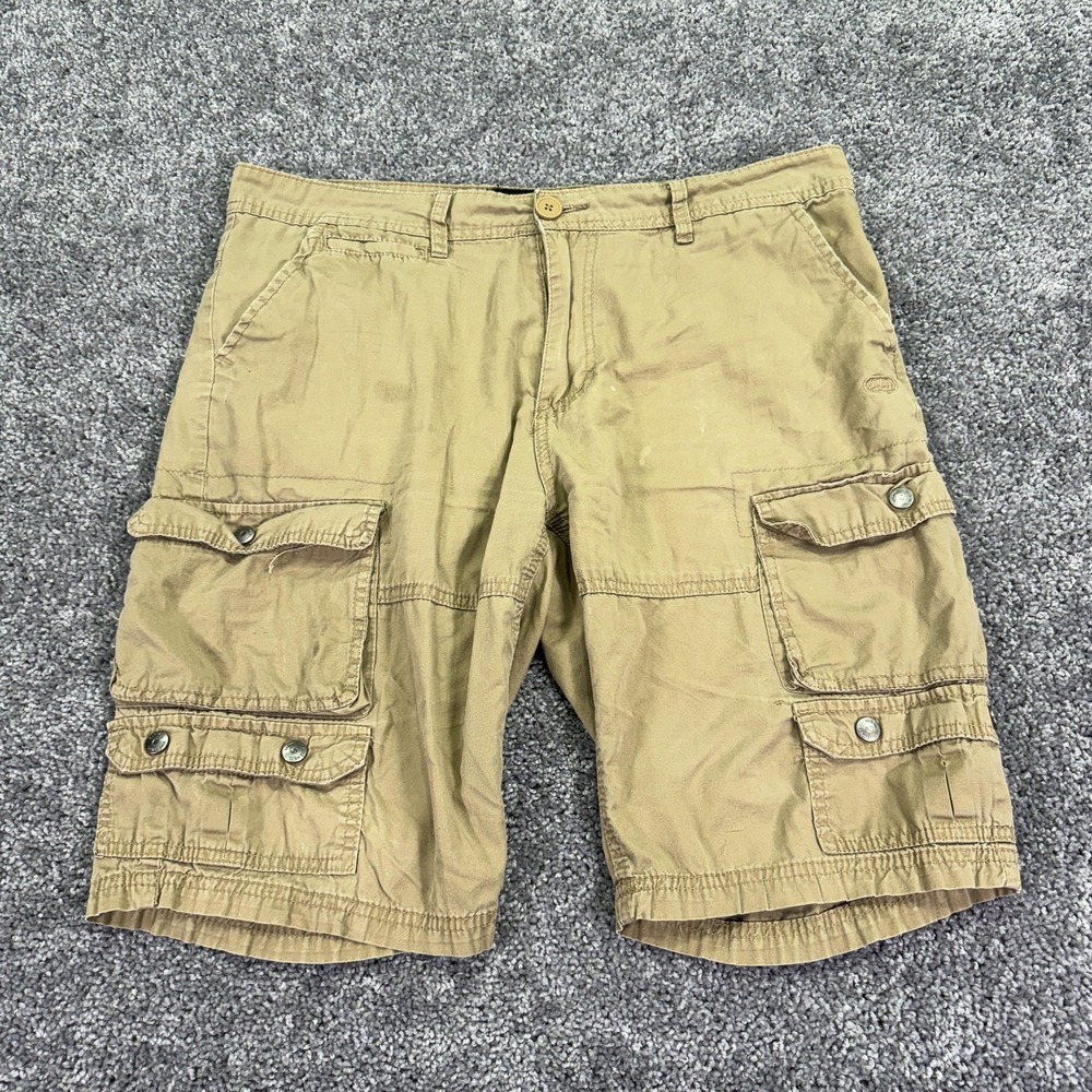 Ecko Unltd. Shorts Mens 34 Beige Cargo Casual Outdoor Logo Pockets City Work